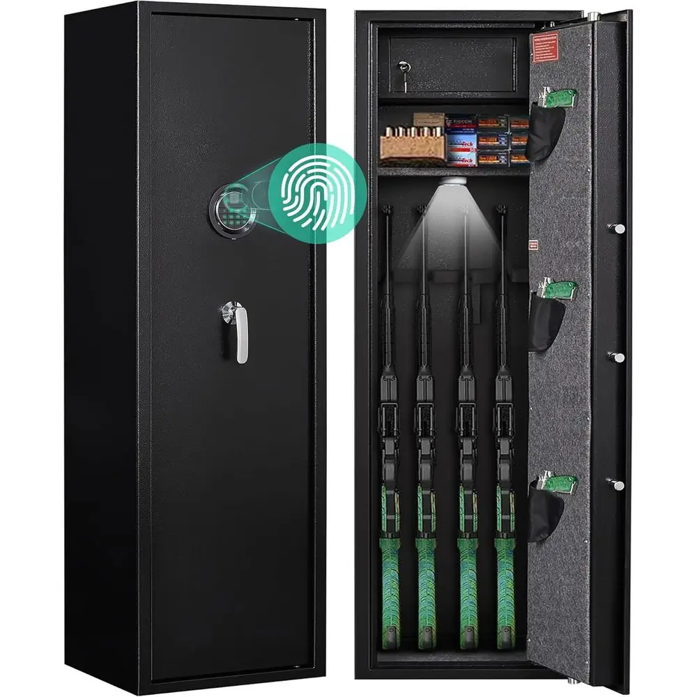 5-8 Biometric Gun Sae, ingerprint Gun Sae or Riles and Pistols, Long Gun Cabior Riles and Shotguns with Dual Alarm System, Quick