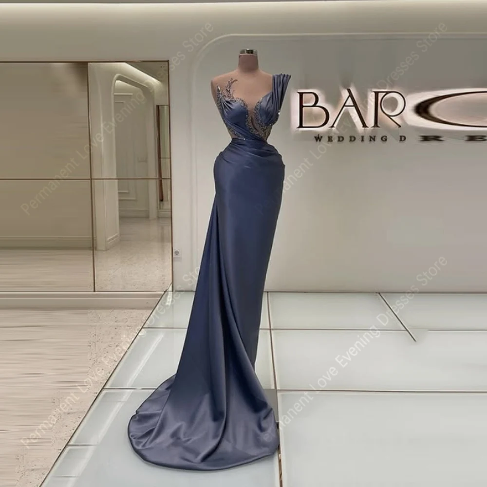 

2025 Fascinating Mermaid Women Evening Dresses Elegant Long Sleeves Prom Gowns Engagement Banquet Vestidos De Noche Customized