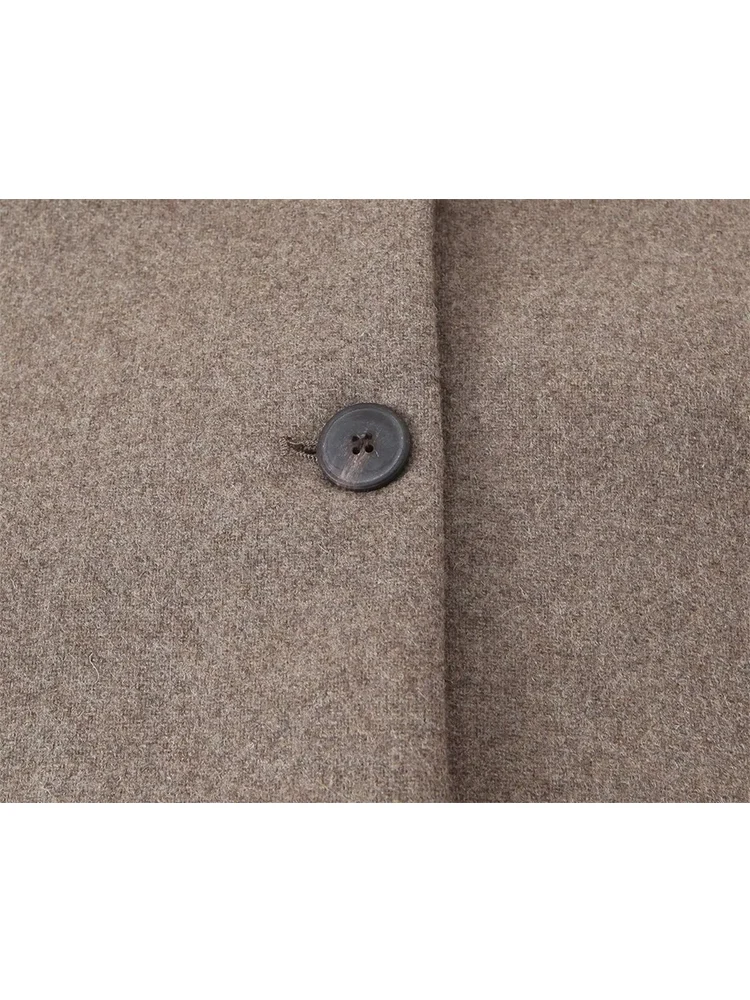 TFMLN Vintage dameswollen jas Kraagvorm met enkele rij knopen Overjas met zak Casual losse eenvoudige jas Winter Nieuw