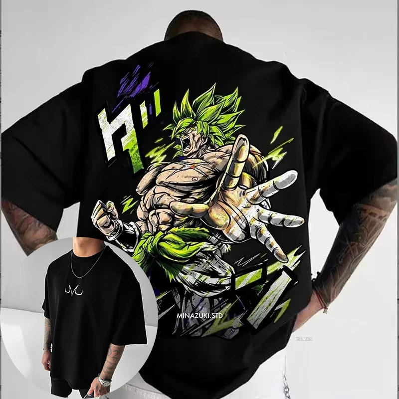 

Футболка унисекс из хлопка Dragon Ball, новинка 2026 года, коллаборация с аниме Броли, в стиле Харадзюку, больших размеров, модная, свободная, повседневная, для родителей и детей