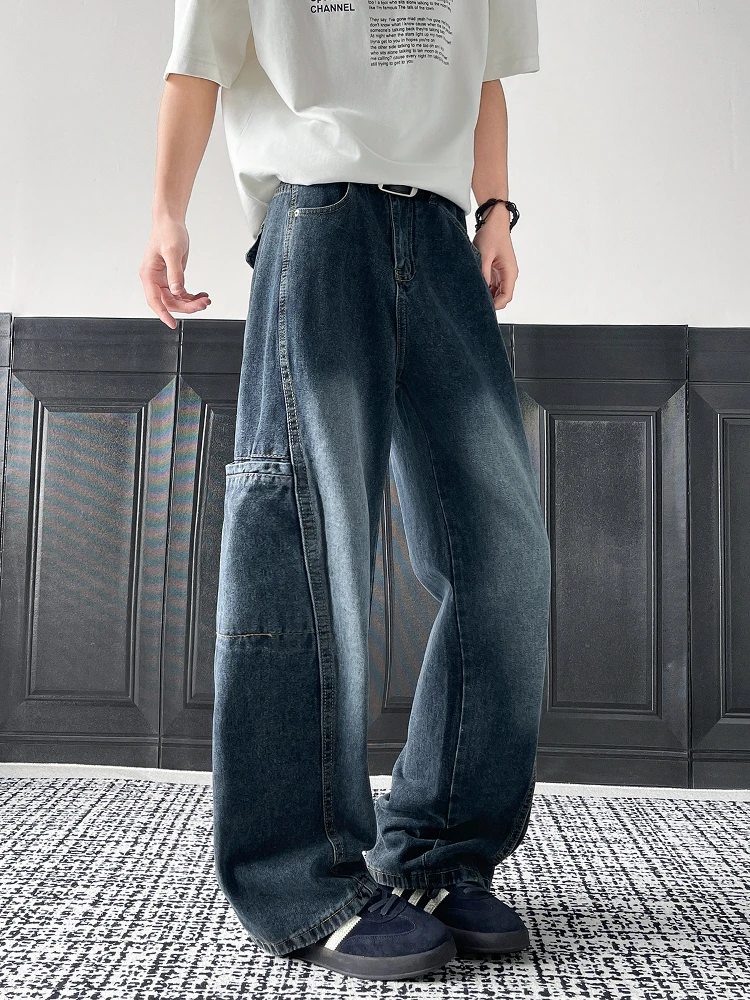 

Casual Waed Denim Workwear Pants Men's Straight Loose Trendy American High Street Sle Durable Straight Leg Jeans