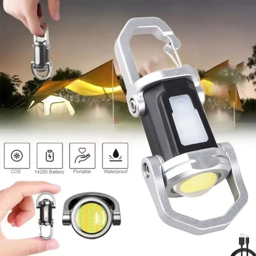 

Durable Mini Keychain Flashlights with Red&Blue Light USB Rechargeable Work Light Ultra Bright Camping Lantern for Outdoor