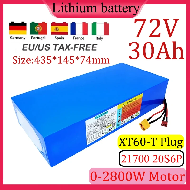 72V 30Ah 21700 20S6P Lithium Battery pack 30000mAh High capacity 84V 0-2800W motor Electric bicycle Scooter Motorcycle batteries