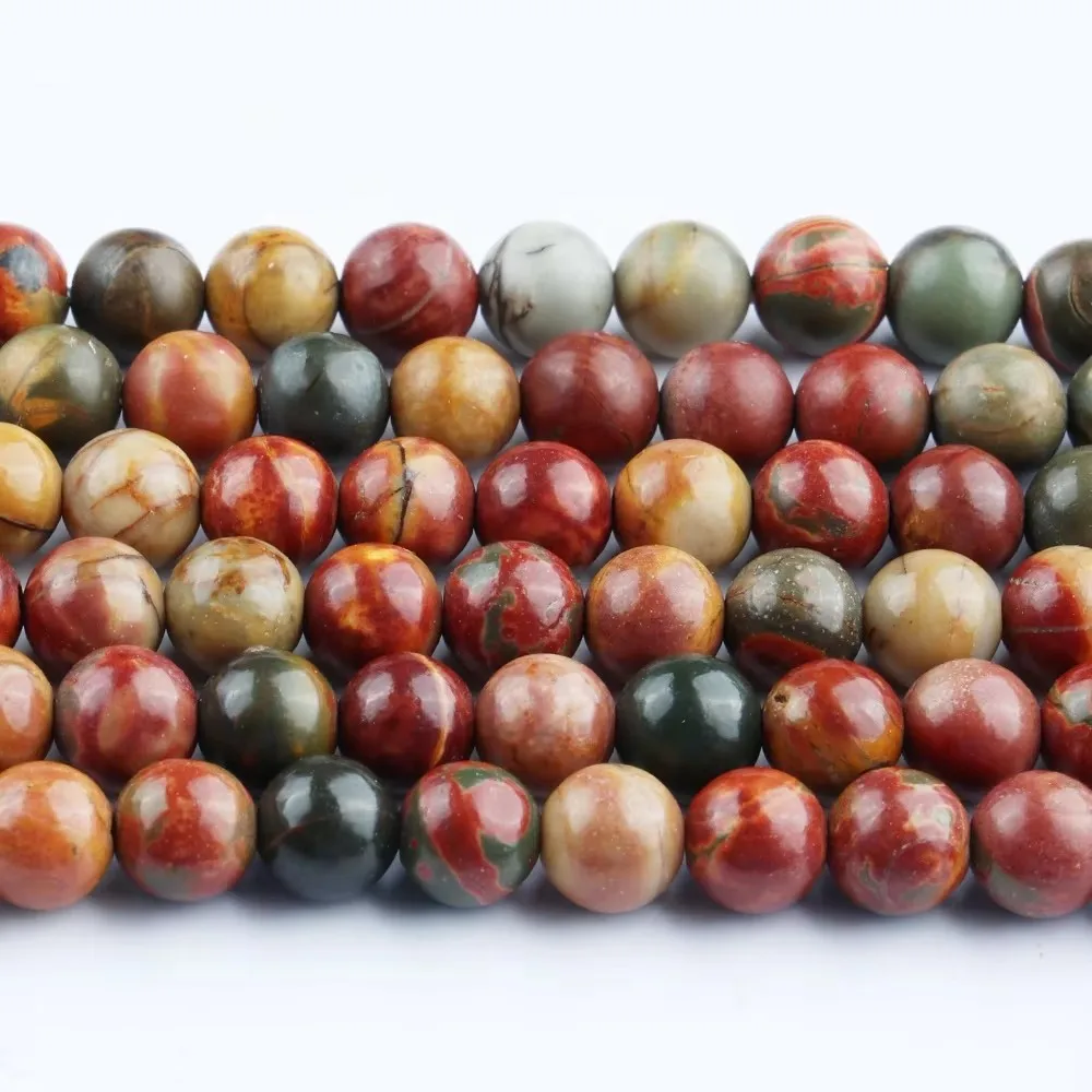 A+ Natural Picasso Jasper 4 6 8 10mm Loose Stone Beads for Jewelry Making Bracelet Necklace DIY Accessories Wholesale