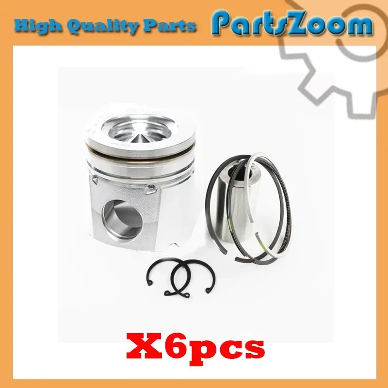 

New 6 Sets STD Piston Kit With Ring 3919565 Fit For Cummins 6CT 8.3 Engine 114MM 240HP