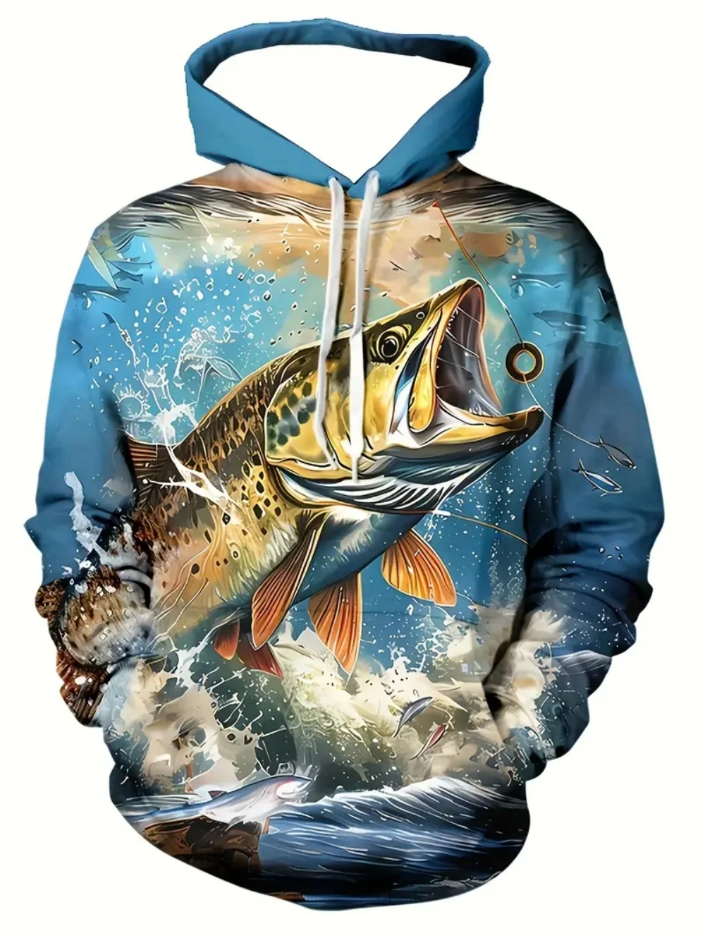 Fishing Men's Hoodie Fishing T-Shirt Pattern Pullover Sweatshirt Outdoor Causal Autumn Y2k Clothes Harajuku Loose Men's Clothing