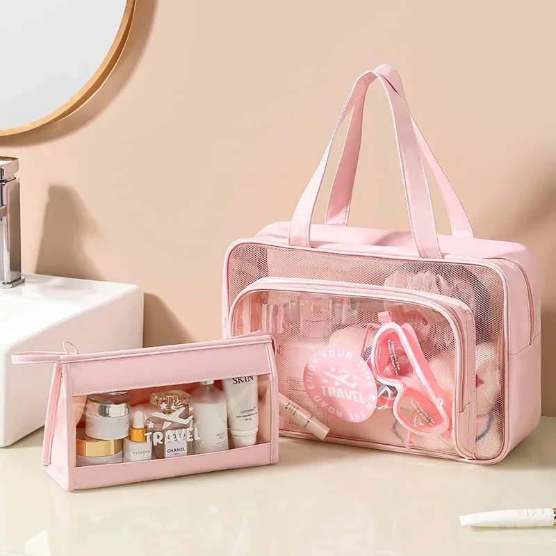 

New waterproof transparent handbag, wet and dry separation swimming and fitness storage bag, large-capacity toiletries organizer