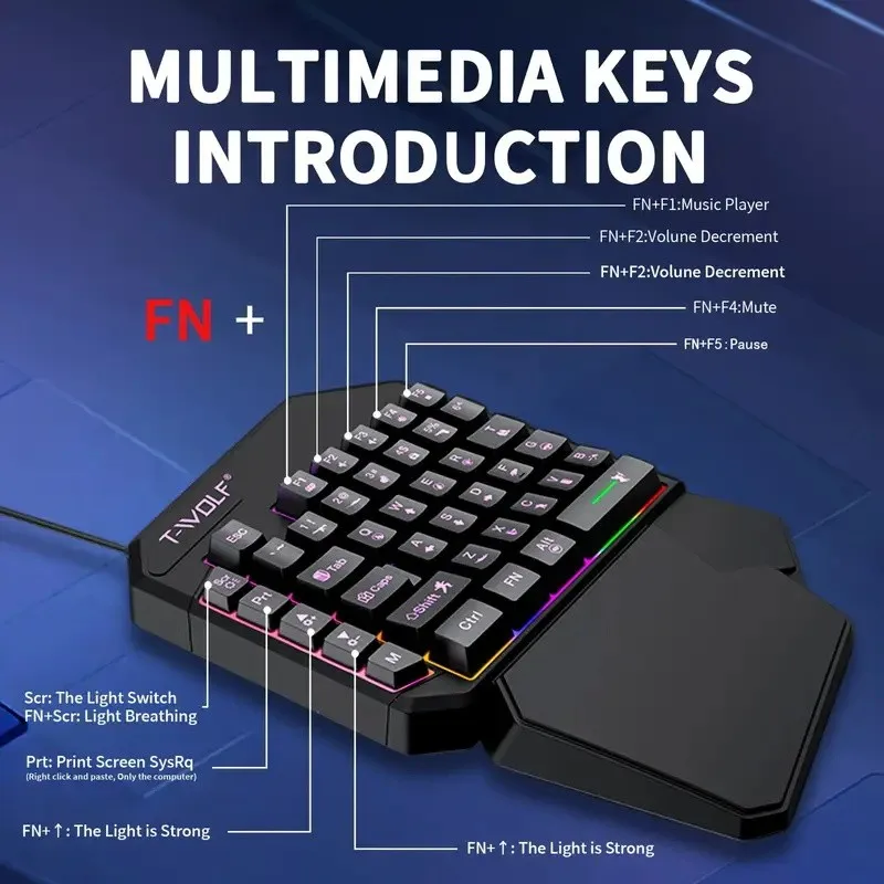 FocusOnPC TF900 2-in-1 Mobile Gaming Converter Combo, One Hand Keyboard & Mouse Kit for PUBG Mobile & Other Smartphone Mobile Games  RGB Wired Gaming Keyboard Mouse Combo view 2