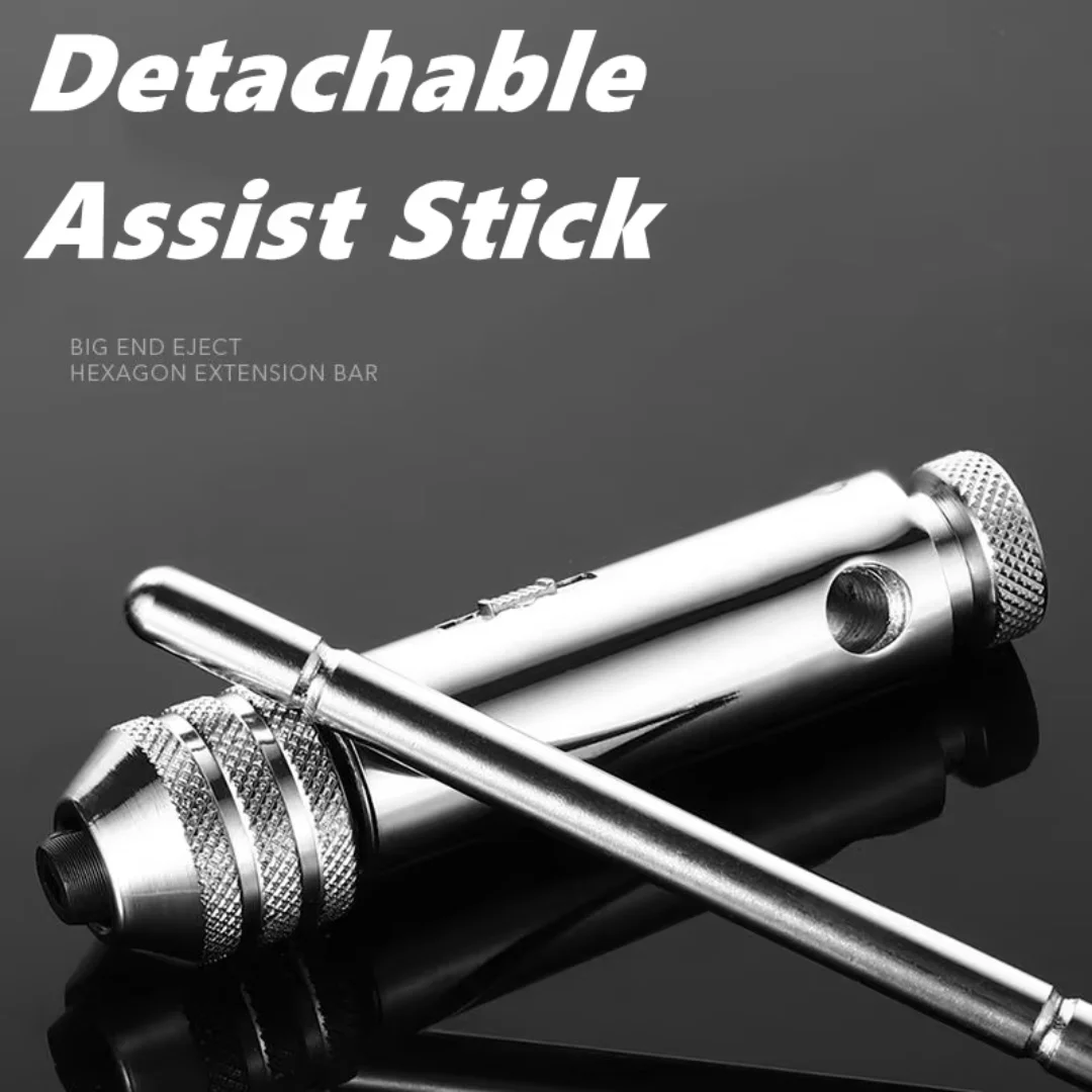 M3-8 M5-12 Adjustable T-Handle Ratchet Hand Tap Holder Wrench Extended Tapping Forward and Reverse Hand Tapping Accessories Tool