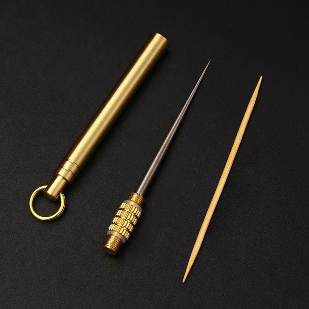 Portable Outdoor Tool Stainless Steel Toothpick Brass Creative Combination Stainless Steel Portable Toothpick Fruit Toothpick