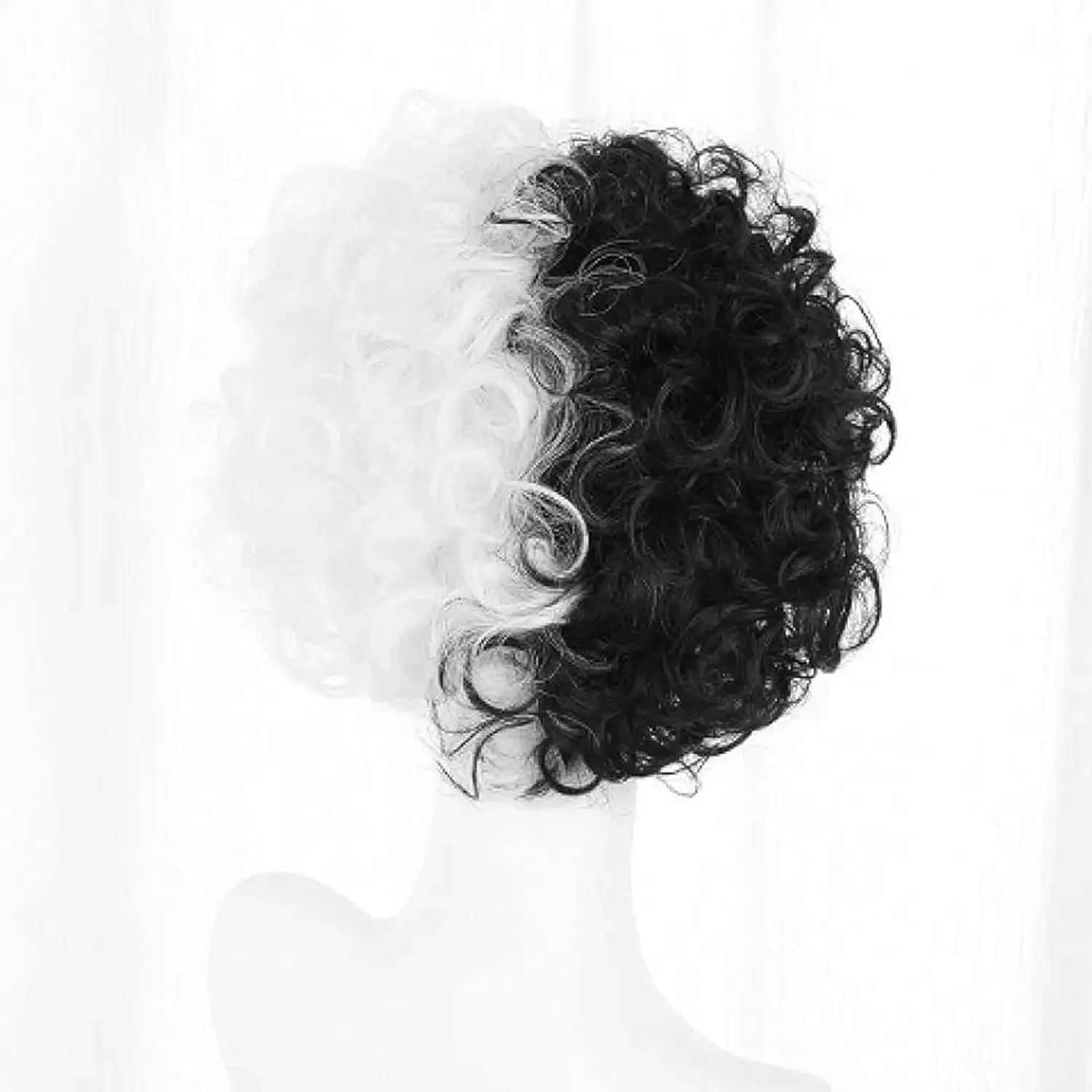 شعر مستعار تأثيري أبيض وأسود الباروكات للنساء زي قصير مستقيم إلى مجعد شعر مستعار بوب متموج مع الانفجارات للحزب تأثيري #5