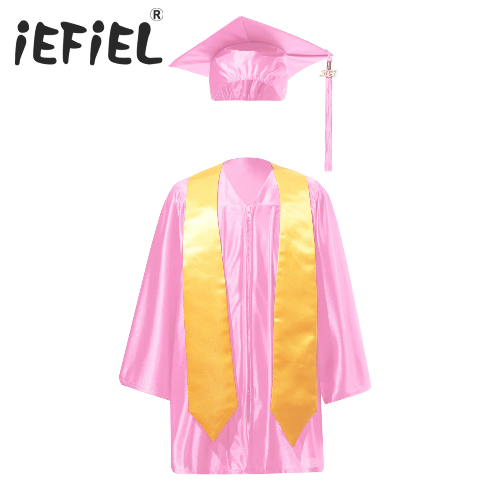 

Kids Unisex Boys Girls Preschool Kindergarten Graduation Gown with Cap Uniform Set with 2023 Badge Tassel and Graduation Sash