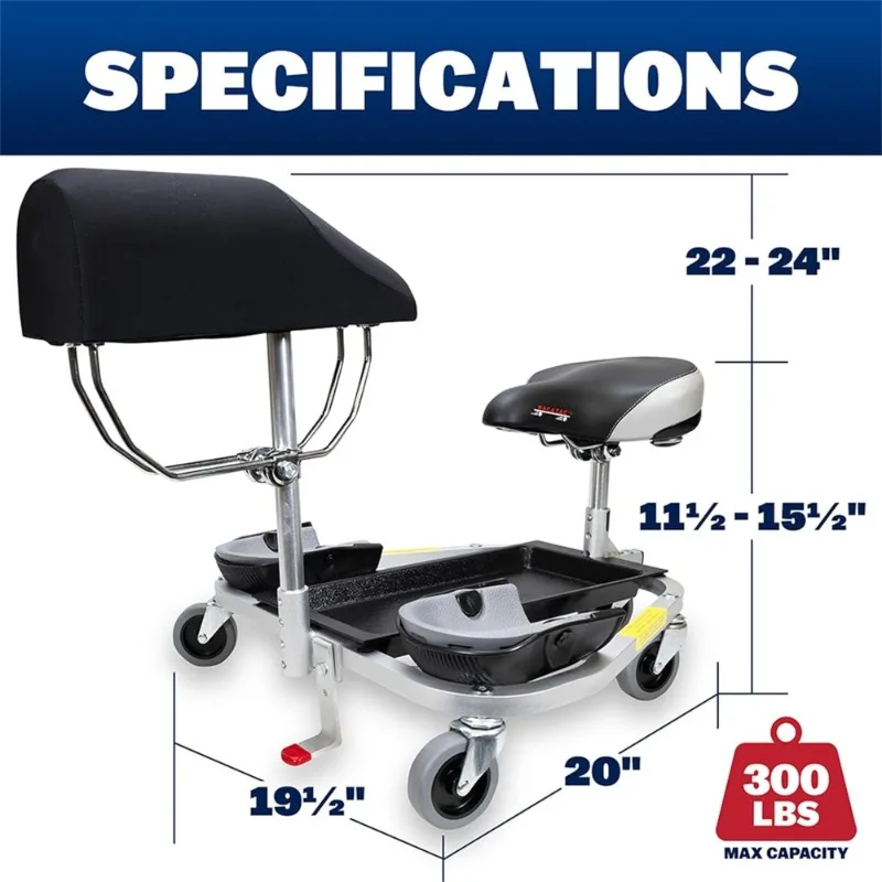 Kneeling Stool with Rolling Casters Ergonomic Seat for Gardening and Cleaning