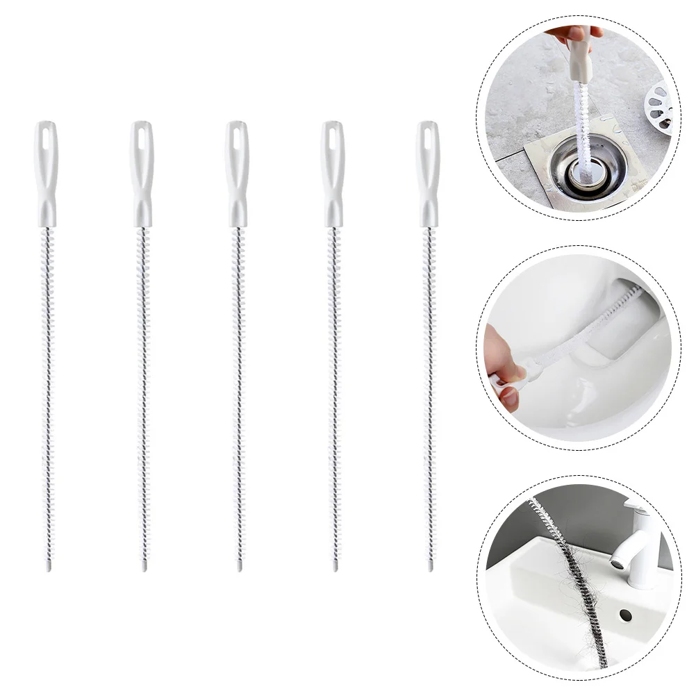 

5 Pcs Automatic Sewer Cleaning Rod Remove Iron Wire Sink Drain Brush Cleaner Tool