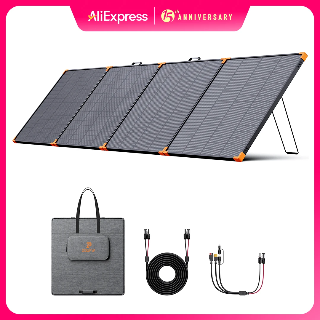 ZOUPW 450 Watt Portable Solar Panel, 38V Foldable N-Type 16BB for Power Station/Solar Generator, 25% Efficiency, IP68 Waterproof