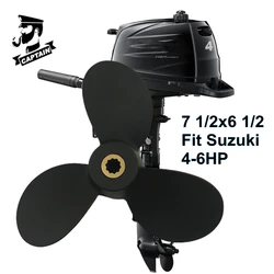 Hélice fueraborda Captain 7 1/2x6 1/2 compatible con motores Suzuki DF4 DF5 DF6 4HP 6HP 10 Tooth Spline Propeller de aluminio 58110-91JM0-019