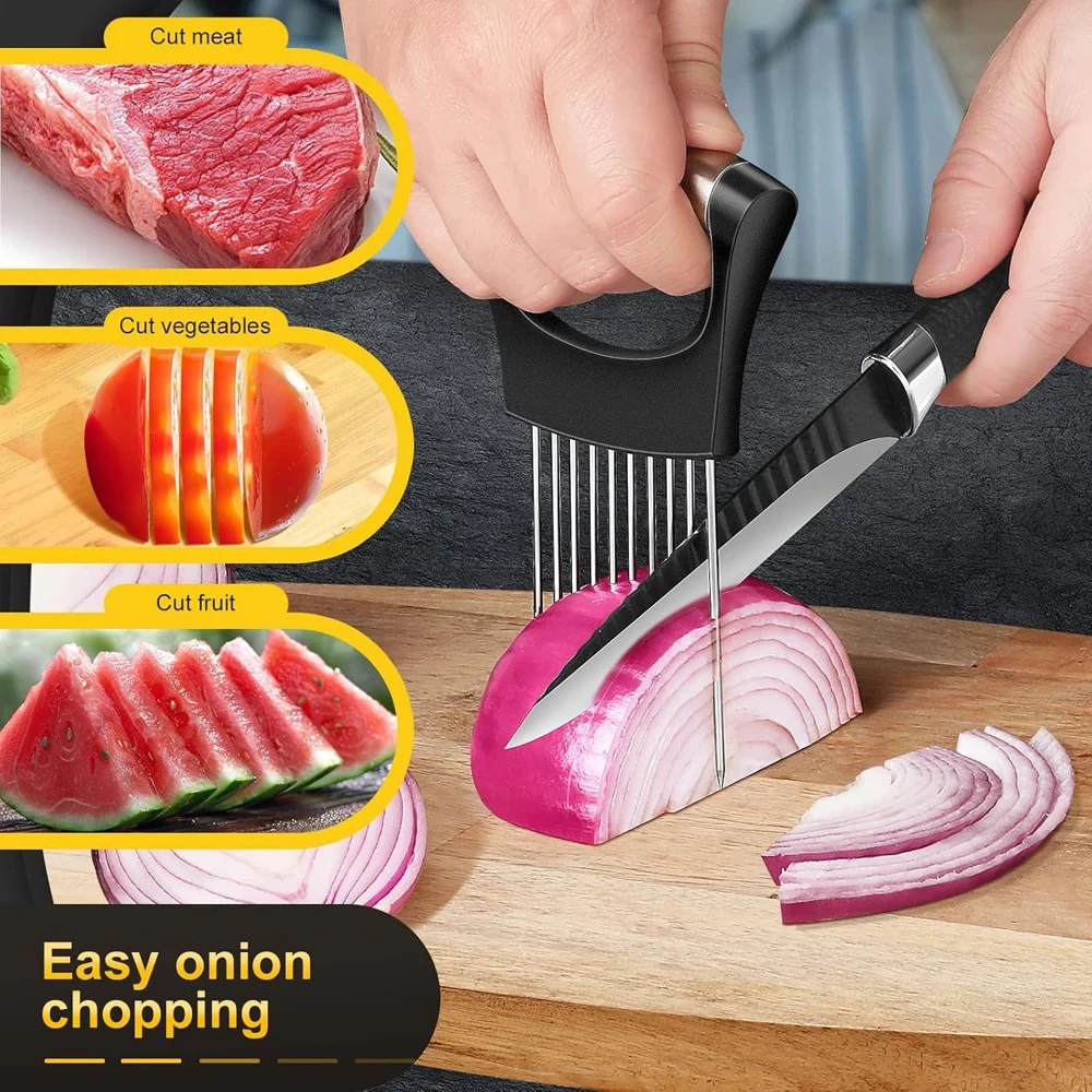 Pemotong Bawang Stainless Stee - Onion Holder Slicer ulasan dan harga