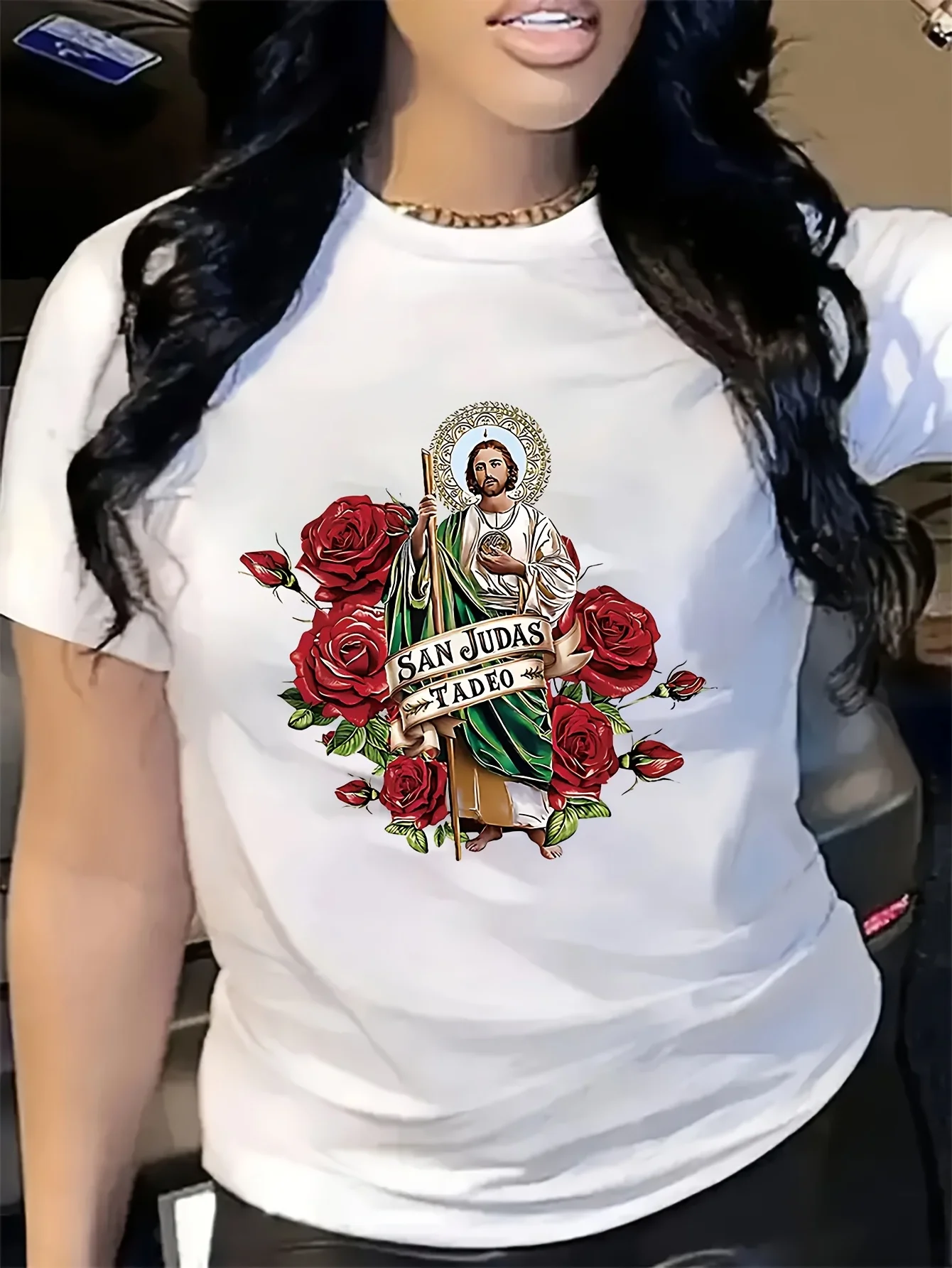 

Лето-осень-зима с графическим принтом розы, мужские и женские футболки с короткими рукавами, повседневные свободные уличные уличные модные футболки