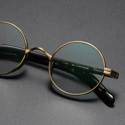 Japanese Pure Titanium Eyeglasses Frame Men Women Retro Plate Small Face Round Frame Wide Rimmed High Myopia Frame