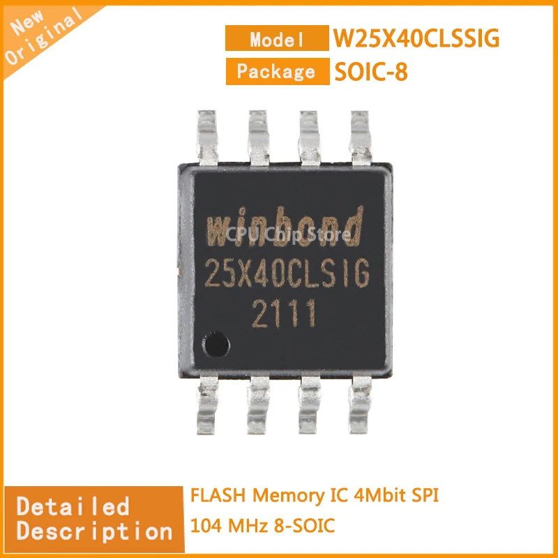 10Pcs/Lot New Original  W25X40CLSSIG W25X40 FLASH Memory IC 4Mbit SPI 104 MHz 8-SOIC