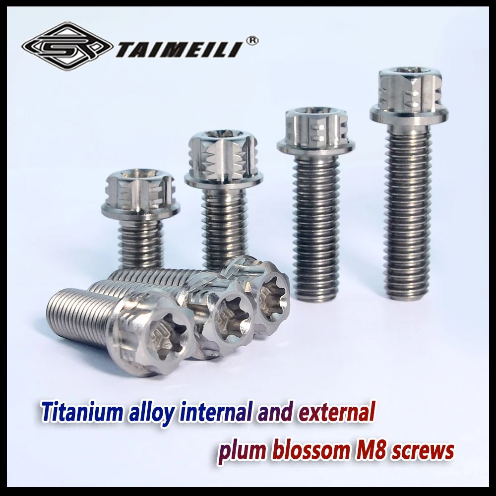 TAIMEILI TC4 Titanium Alloy Torx Head Flange Bolt M8×15‑90mm Thread Pitch 1.25 Motorcycle Modification screw 1/2/4/8/10pcs