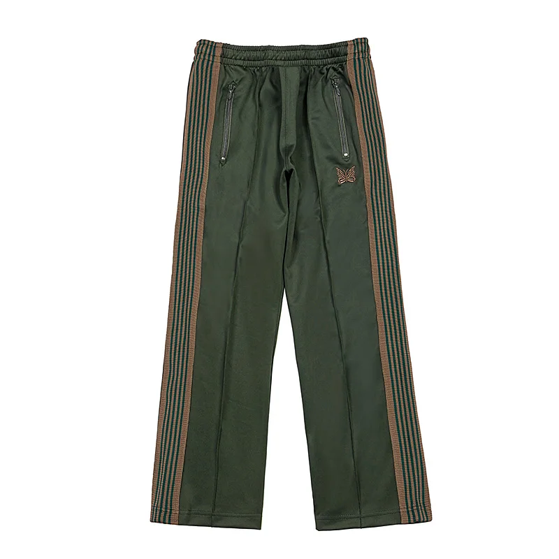 Military Green Side Edge Weaving Pants Men Woman Fashion Wide Legs Embroidery Motion Casual Straight Cylinder Trousers