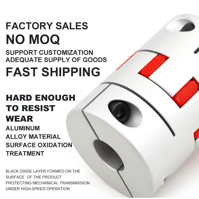 D55L66 Flexible 8 Jaws Coupling Aluminum Alloy Plum Coupler for CNC Servo Motor Shaft Connector Bore 12-30mm Rated torque: 35N.M
