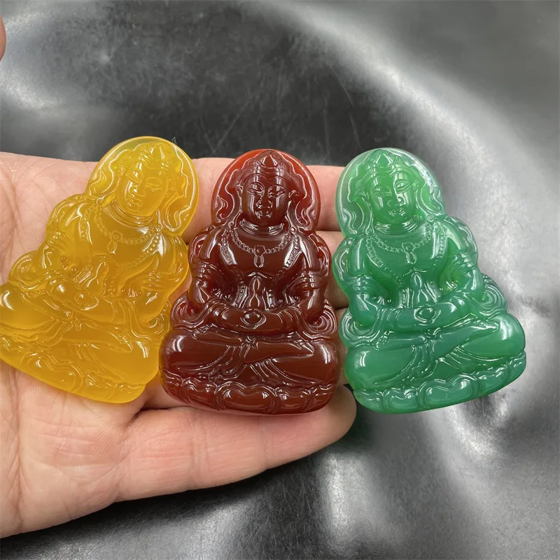 Roter Chalcedon Achat Diva Avalokitesvara Herren großer Jade Göttin grüner Guanyin Anhänger