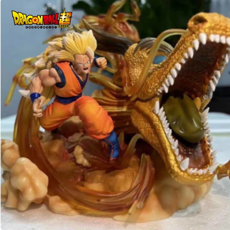 Super Saiyajin Ls Gk Super Saiyajin 3 Goku Drache Boxen Outbreak Szene Statue 27 cm Modell Dekoration Handarbeit Geburtstagsgeschenk