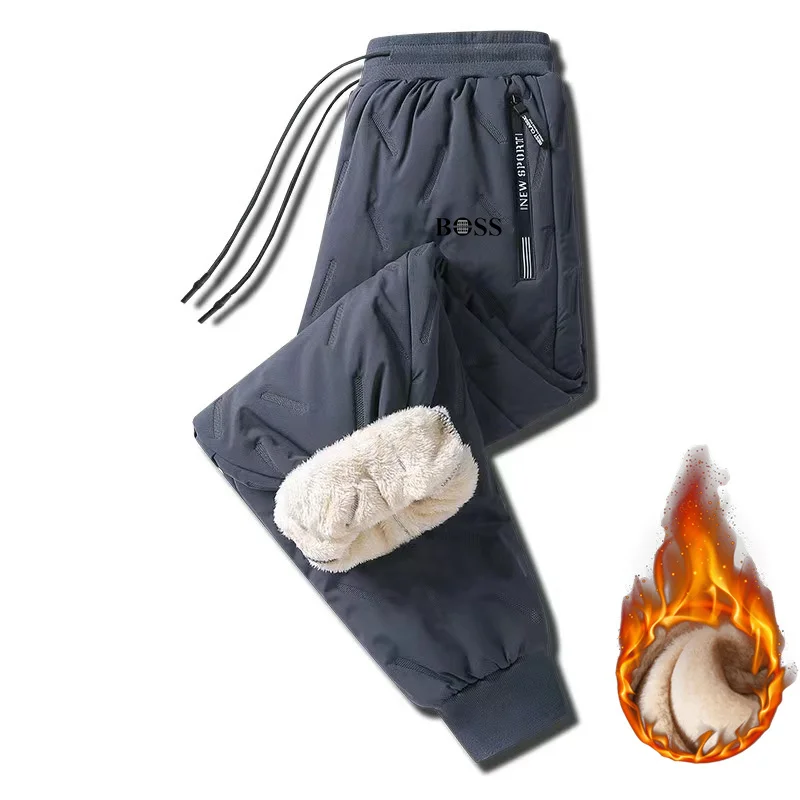 Winter sports pants for men, plush thick fleece sports pants, lamb fleece warm pants, casual pants, windproof warm cotton pants