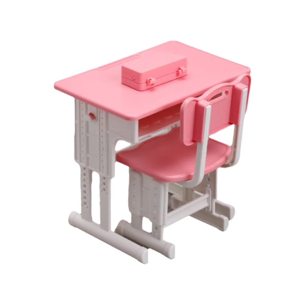 

1set Chairs Furniture Model Simulated Dollhouse Desks Writing Study Model Pencil-box Model Dollhouse School Desk Miniature Toy