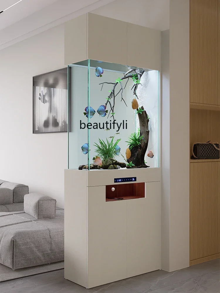 

Doorway Entrance Cabinet Shoe Cabinet Hallway Integrated Living Room Modern Light Luxury High-End with Fish Tank D96