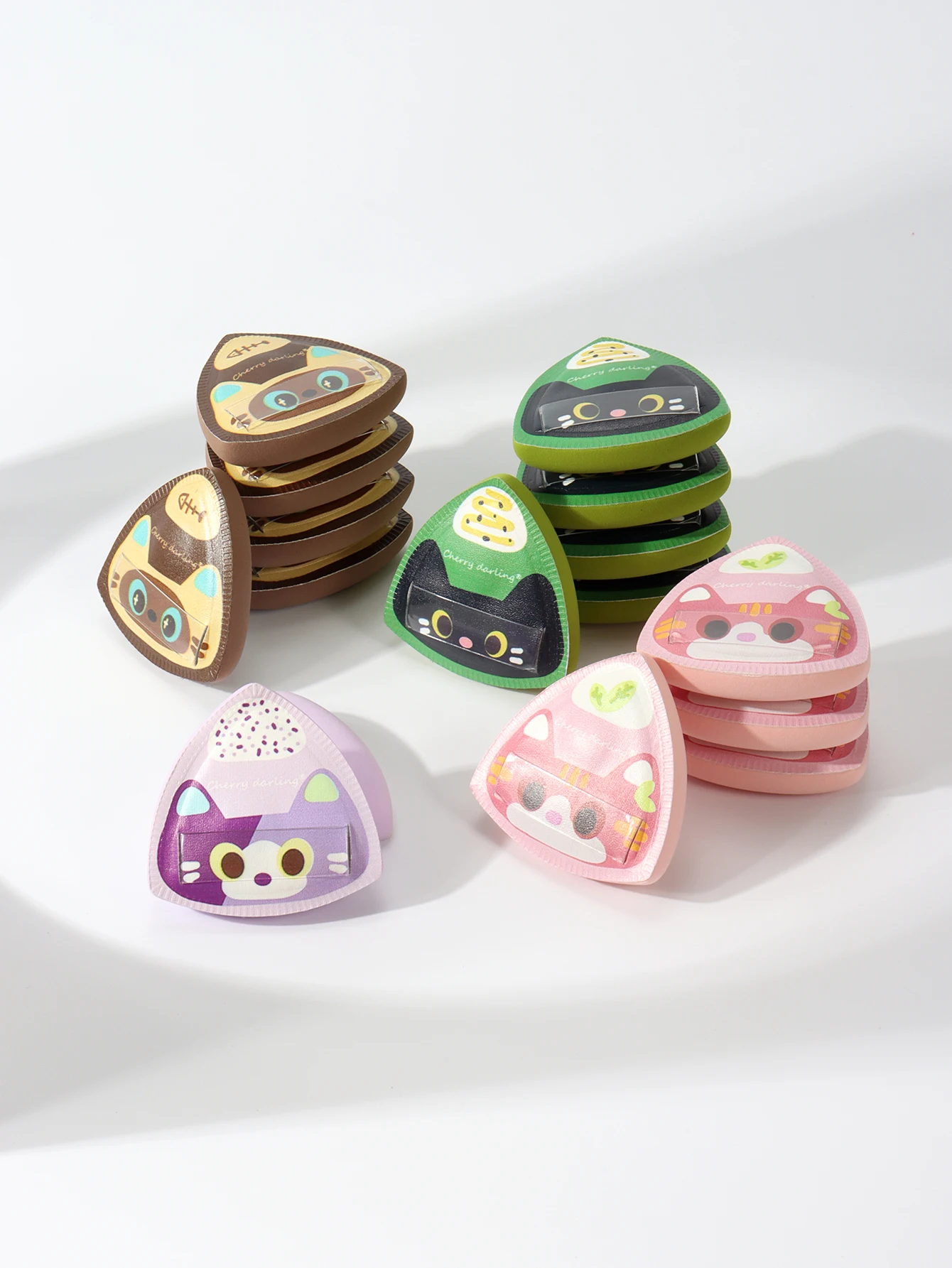 2-4-6 pezzi soffio di polvere di nuvola di gatto con sfera di riso, spugna per trucco per fondotinta a doppio uso asciutta e bagnata senza lattice, adatta a tutti i tipi di pelle