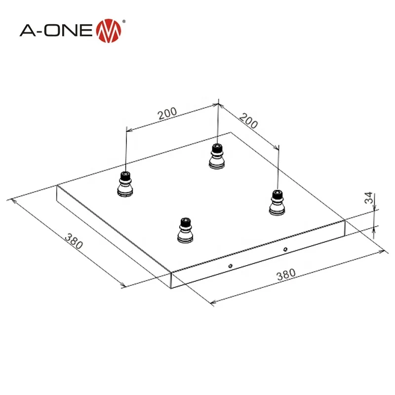 A-ONE square aluminum CNC machining pallet for zero point chuck use 3A-110109