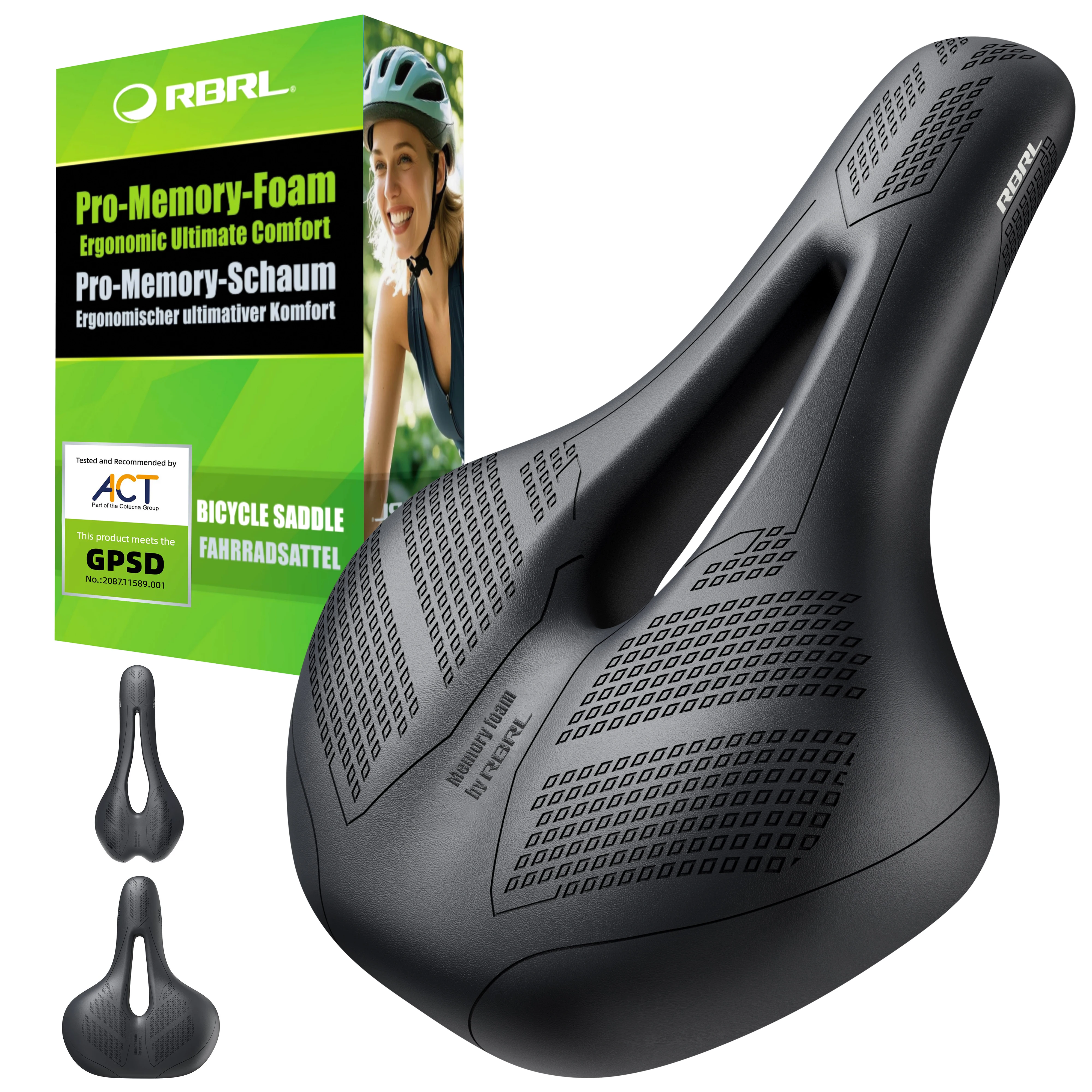 RBRL Bicycle Saddle Waterproof Bike Seat Hollow Breathable Comfortable MTB Bike Saddle Shock Absorption for Road City Cycling