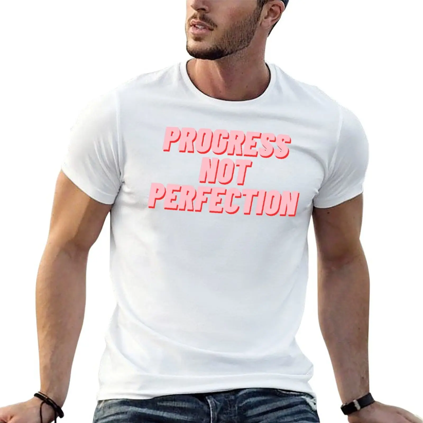 T-shirt Progress Not Perfection, t-shirt basique respirant de couleur unie