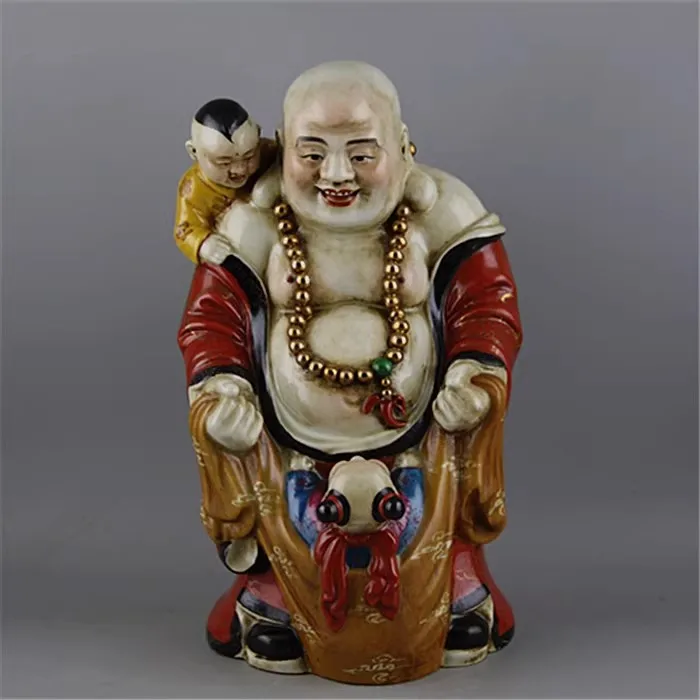 Rare Old China Qing Dynasty pastele porcelain statue, Buddha loves children, angels, Free shipping