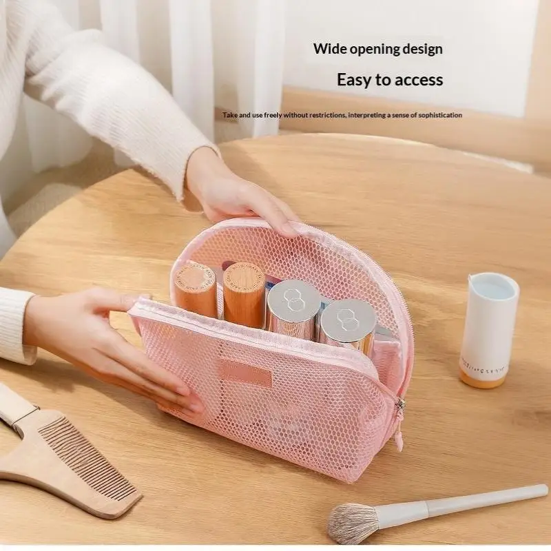 Mehrzweck-Make-up-Tasche aus atmungsaktivem Netzstoff mit Reißverschluss, Netzbeutel für Damen, Reise-Toilettenartikel-Organizer für Lippenstift und Hautpflege – Detail 5