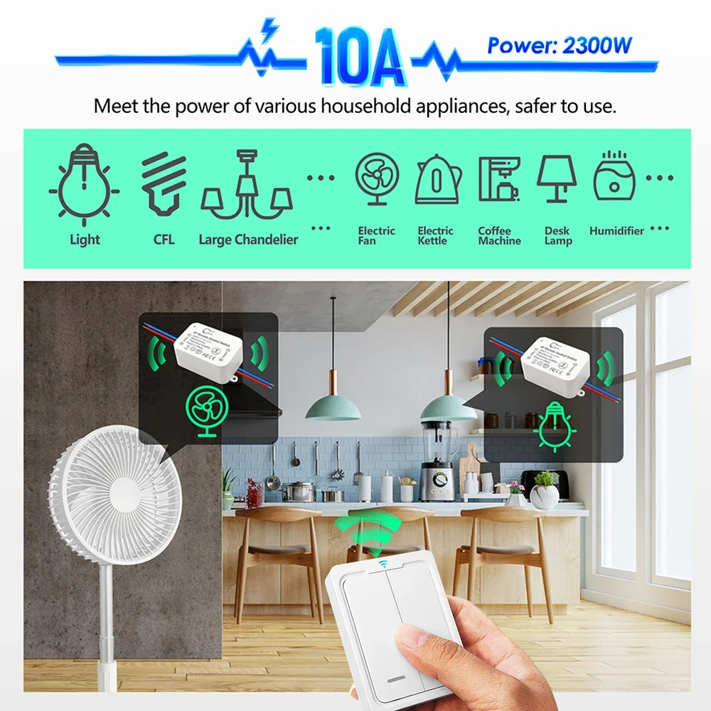 433MHz Wireless Remote Control Light Switch 220V 110V 10A Relay Controller 1/2/4/6Gang Wall Panel Button Wall For Lighting Led