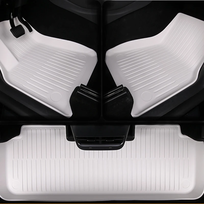 

Hot Selling 5d Tpe Anti-slip Waterproof White Floor Liners For Teslas Model Y 3 Floor Mats