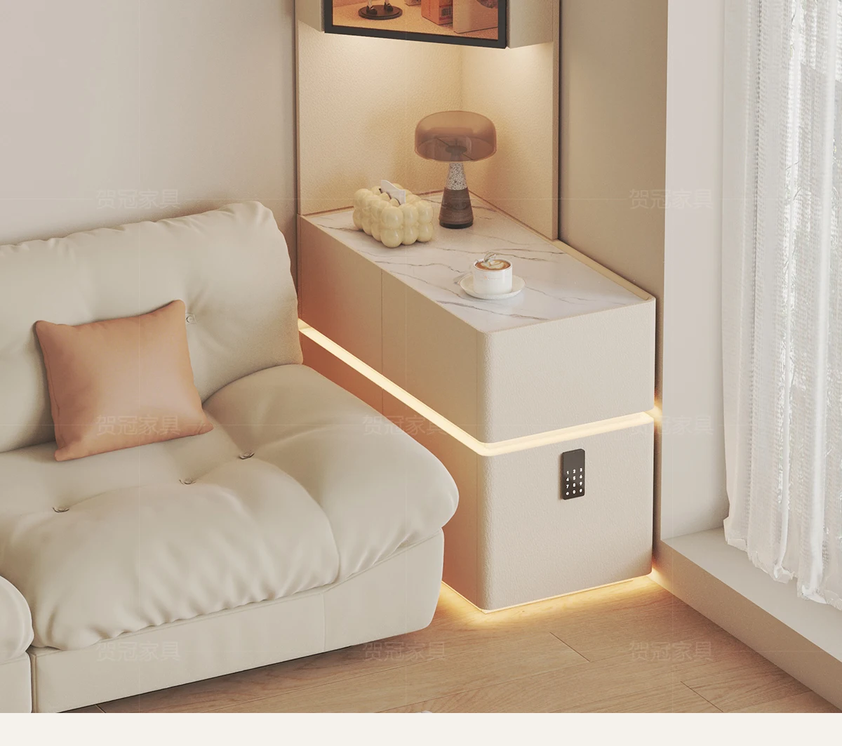 

Triangle corner cabinet corner locker living room light luxury high-end narrow shelf integrated against the wall floor 2025 new