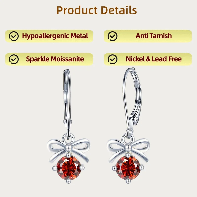 

Ювелирные изделия LAMVOICE для женщин/серьги с 1-каратным муассанитом, гипоаллергенные серьги-крючки, рождественский подарок для ювелирных изделий высокого качества