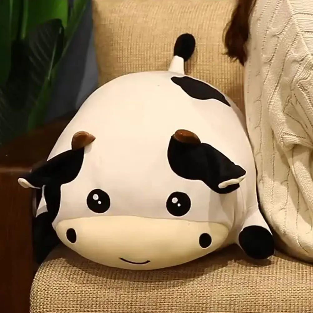 

Comfortable Stuffed Cartoon Cow Pillow Soft High Elastic Decorative Household Sofa Kids Room Reading Relaxation Accessory