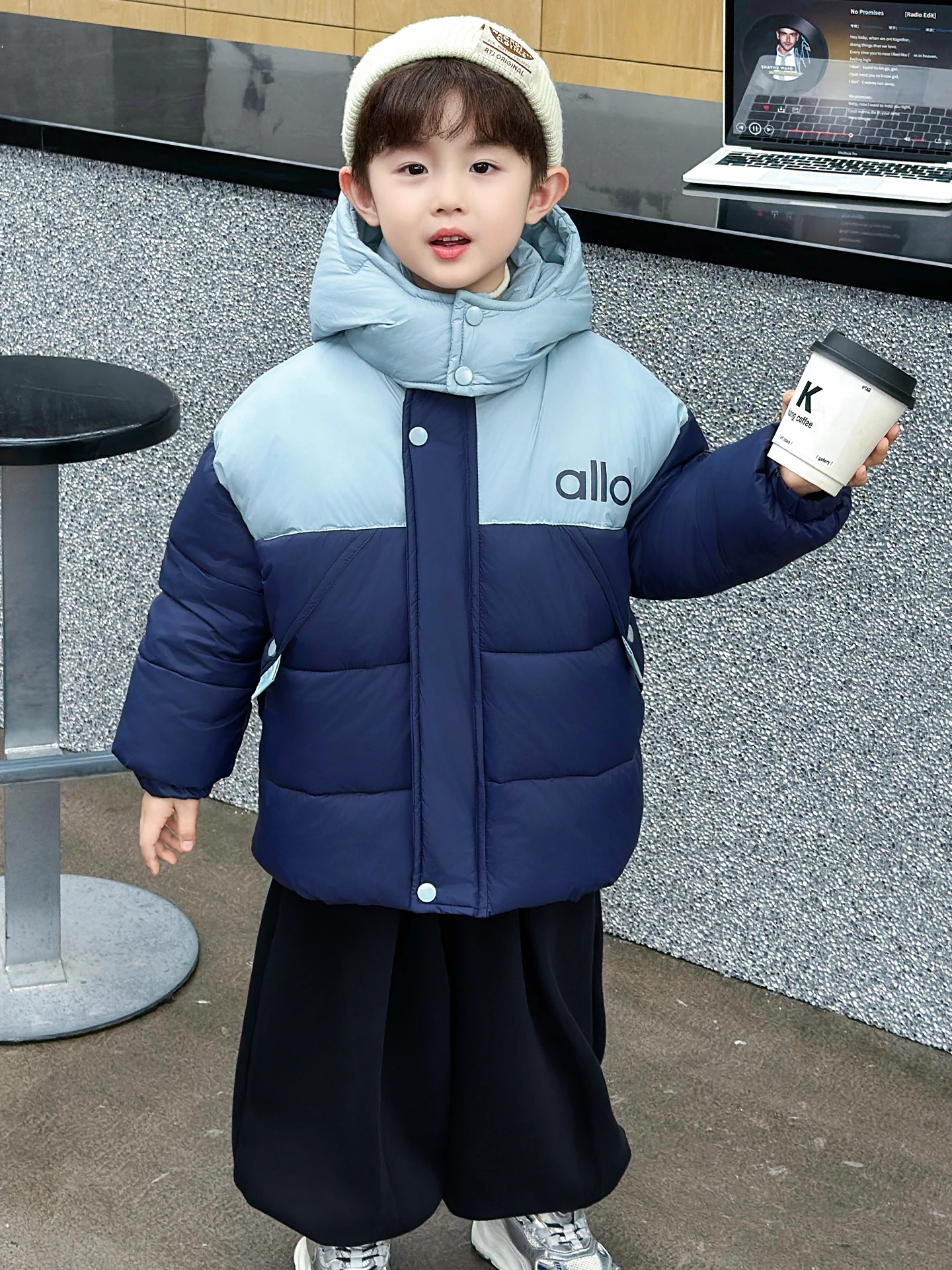 

Boys Winter Thiened down Cotton Jaet Coat Youth Faion Brand Baby Boy Warmth Polyester Fiber Long Sve Zipper Closure