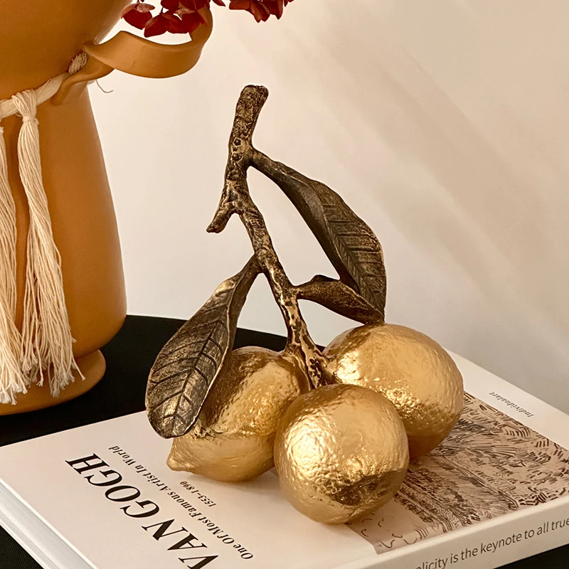 Creative Simulated Lemon Creative Ornaments Desk Decoration Modern Artwork Golden Lemon Fruits Crafts Sculpture Room Aesthetic
