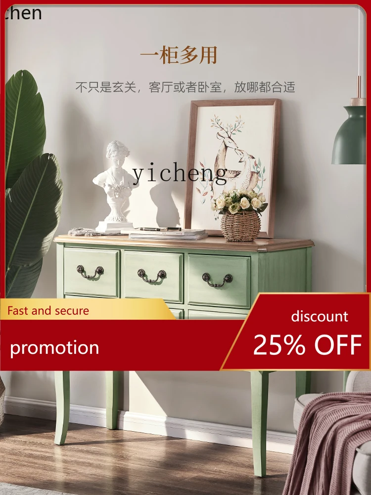 

YFY Solid Wood Chest of Drawers Vintage Bedroom Tailstock Storage Cabinet Living Room Entrance Drawer Wall-Mounted