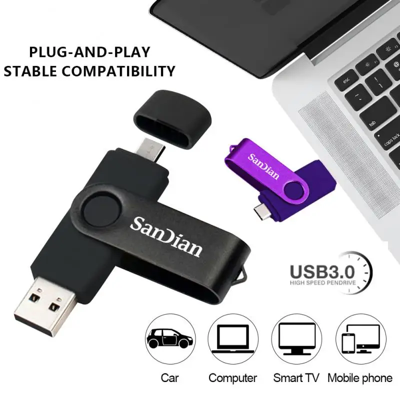 2TB 1TB USB Flash Drive 2 In 1 Type-C Pen Drive 1TB U Disk For Android OTG Pendrive Creative Business Gift Storage U Disk For PC