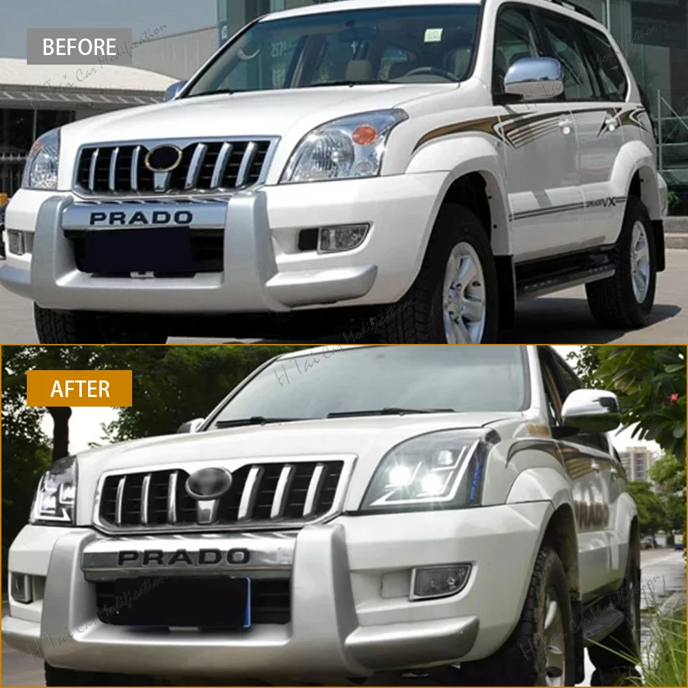 LED Head Lights For 2003-2009 Toyota Land Cruiser Prado Fj120 Front Lamp Assembly DRL Headlight Turn Signal Car Light Assemblies