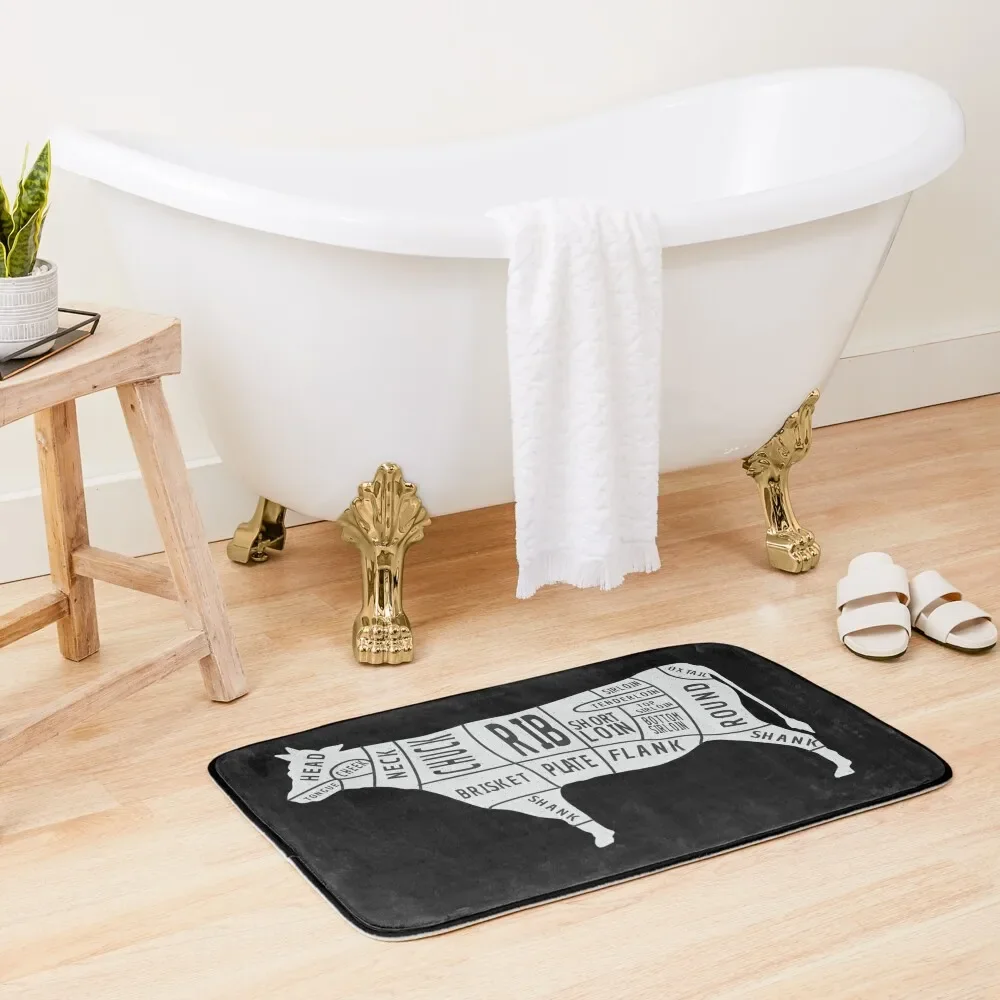 

Beef Cuts Bath Mat Kitchens Quick-Drying Bathroom Non-Slip Bathtub Mat