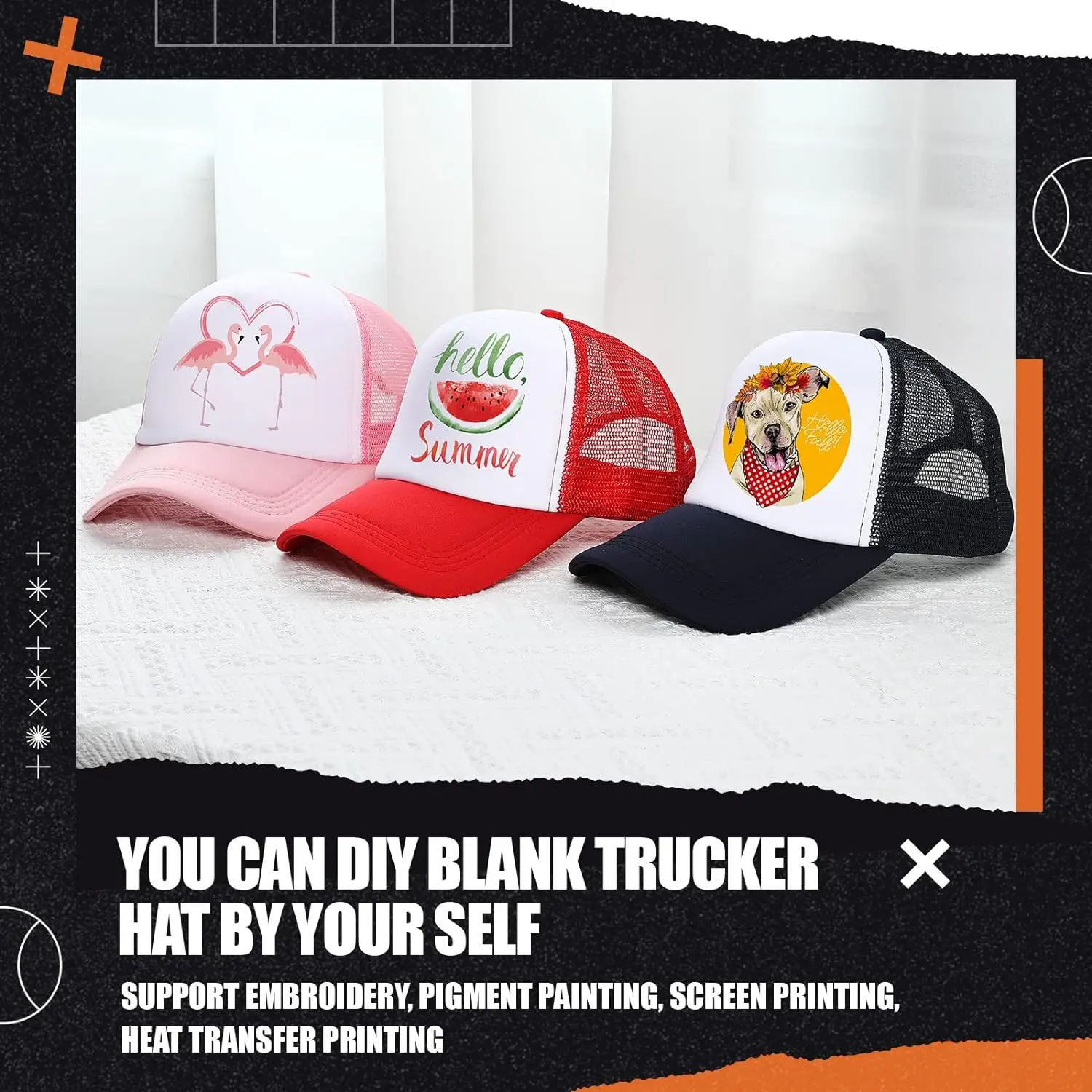 Sublimation Blank Trucker Hats Bulk Mesh Baseball Cap Polyester Mesh Trucker Hat for Men and Women